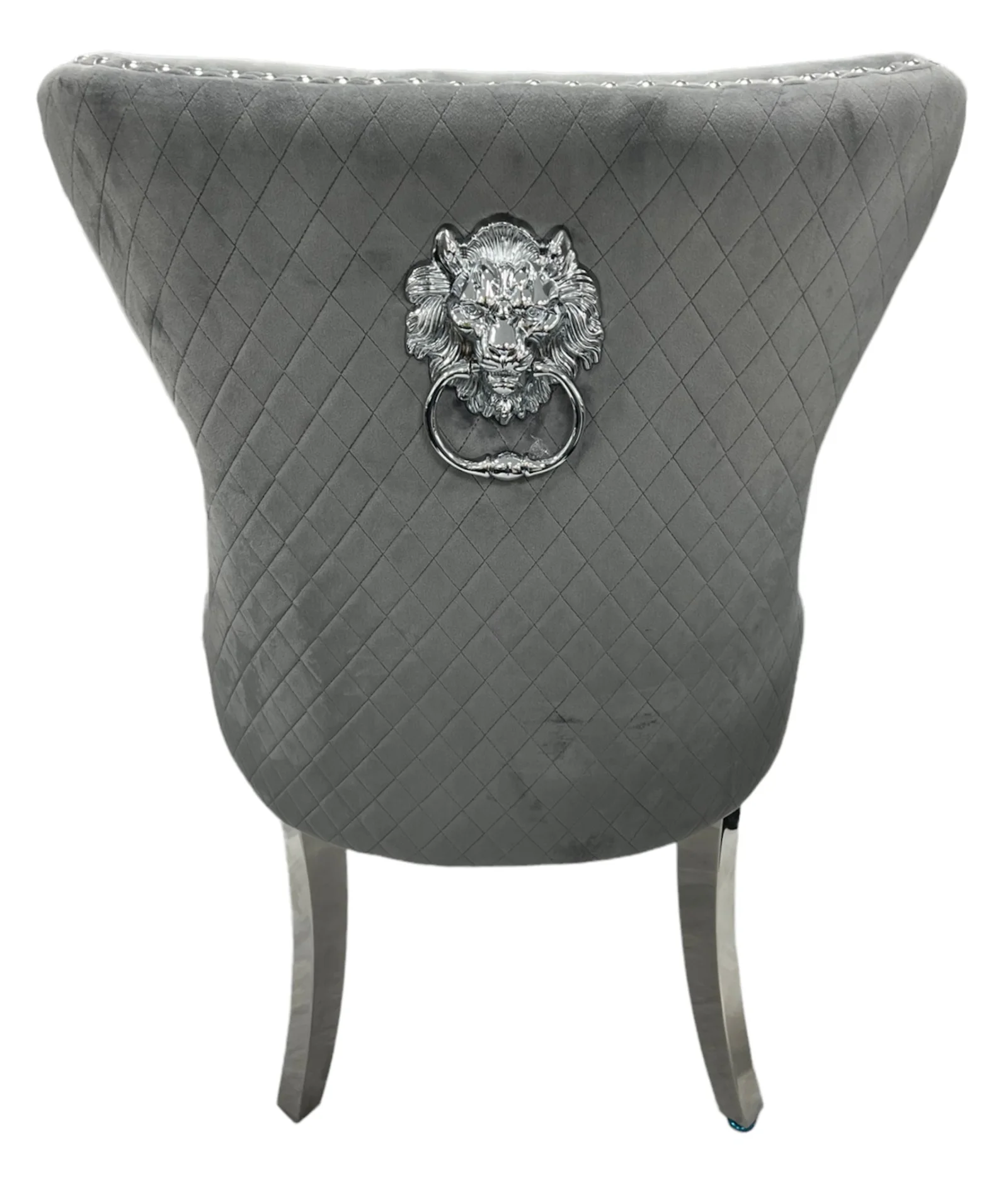 Mayfair Dark Grey Chair (Lion Knocker/Chrome Legs)