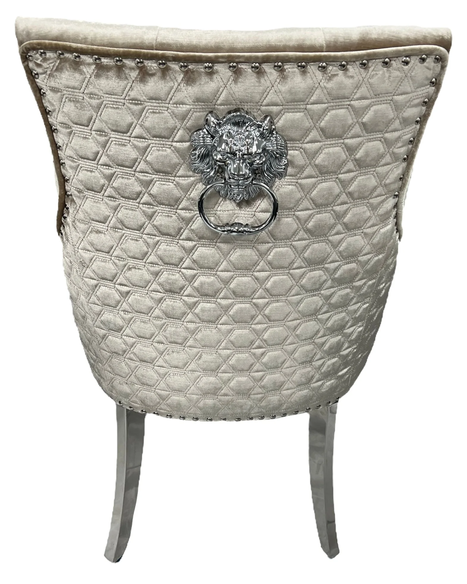 Roma Mink Chair (Lion Knocker/Chrome Legs)