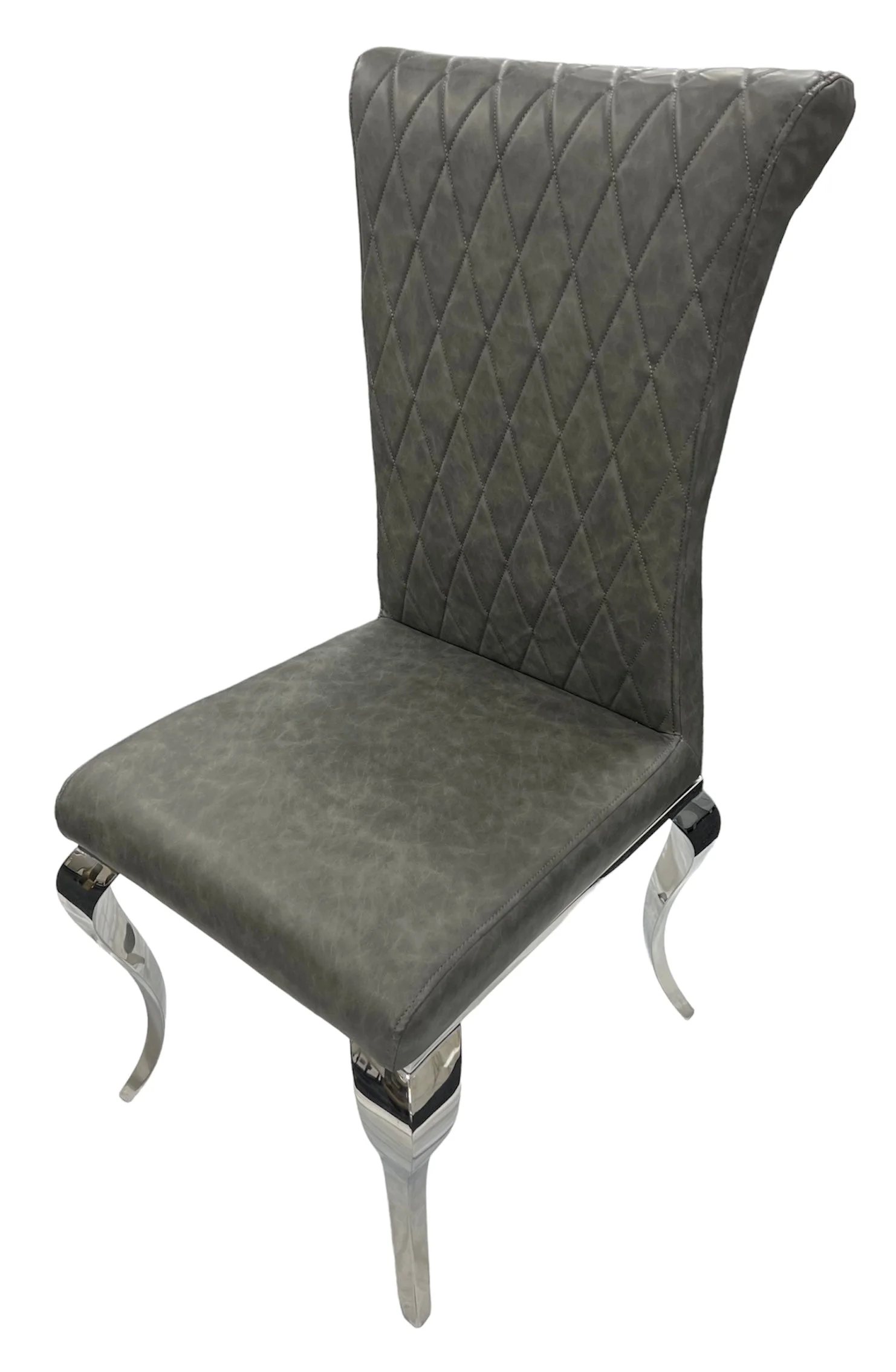 London PU Dark Grey Chair (Chrome Legs)