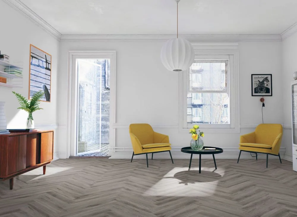 Lignum Core Rustic Grey Oak Herringbone LVT Dryback