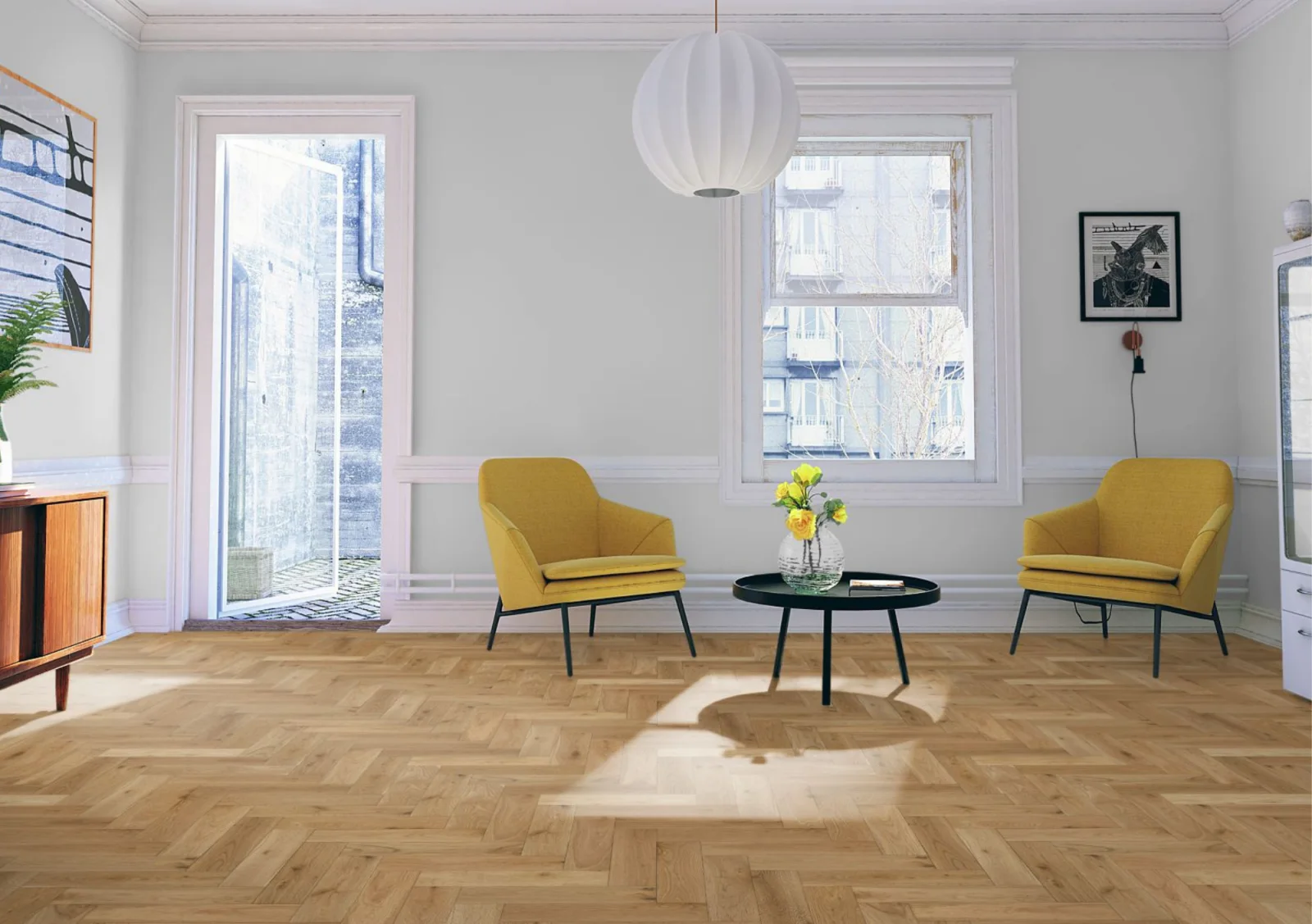 Lignum Strata Fifteen Natural Brushed Oak Herringbone 90