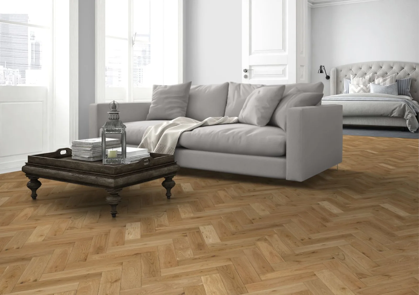 Lignum Strata Fifteen Natural Brushed Oak Herringbone 90