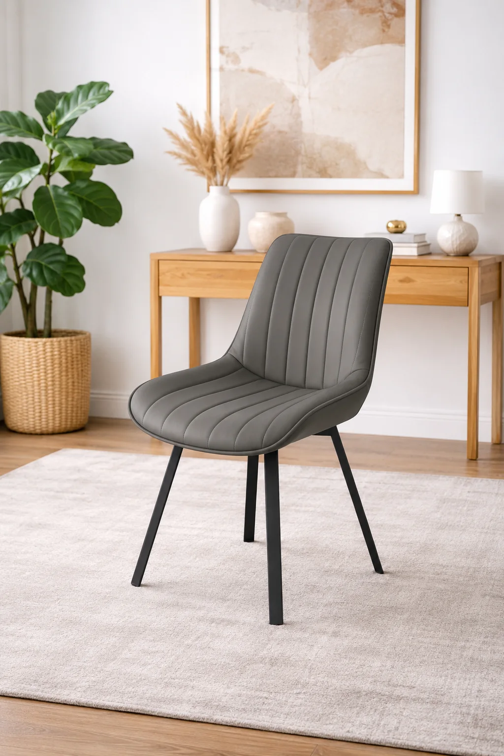 Roco 360º Grey PU Chair (Black Legs)