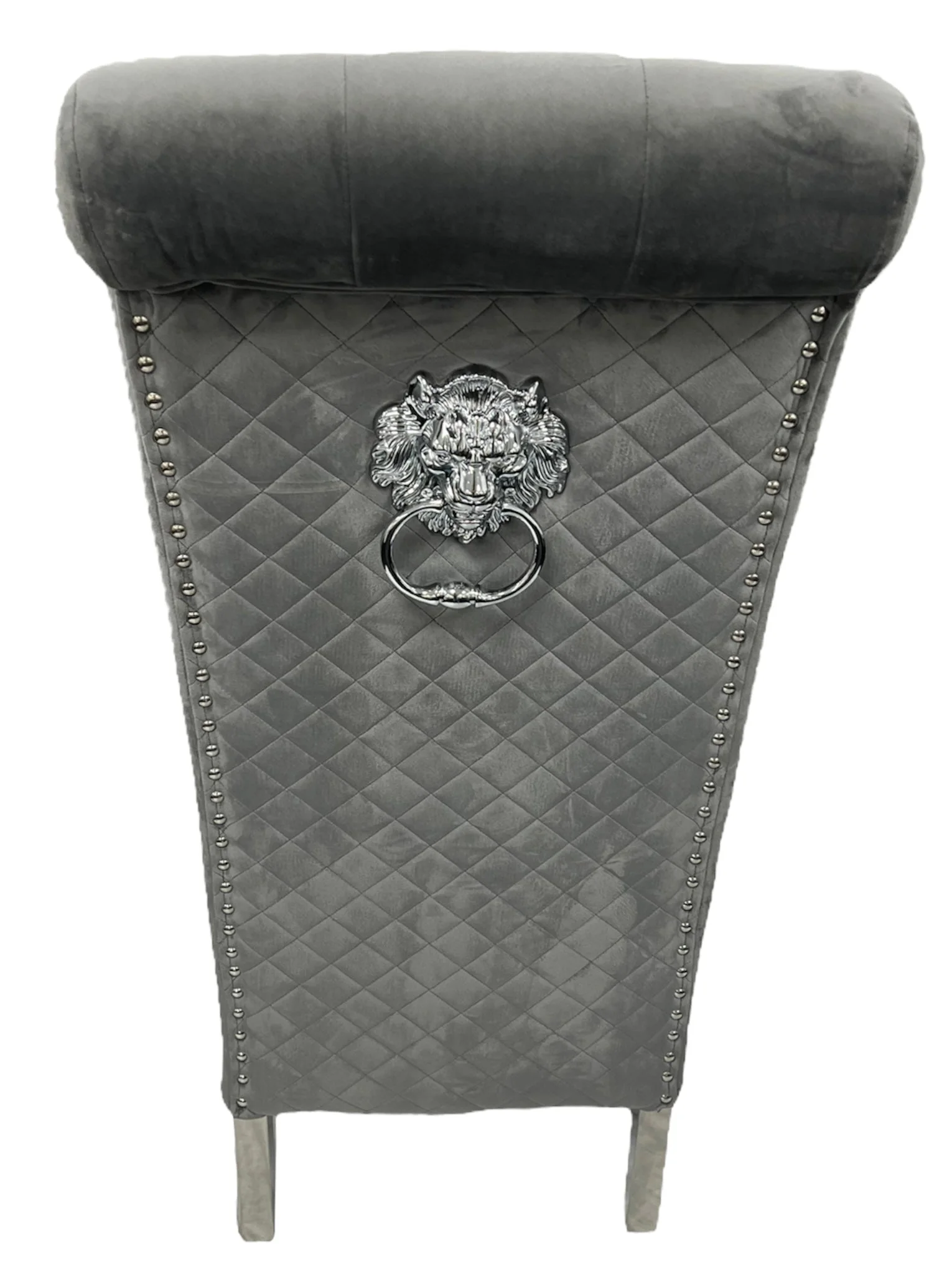 Lucy 01 Dark Grey Chair (Lion Knocker/Chrome Legs)