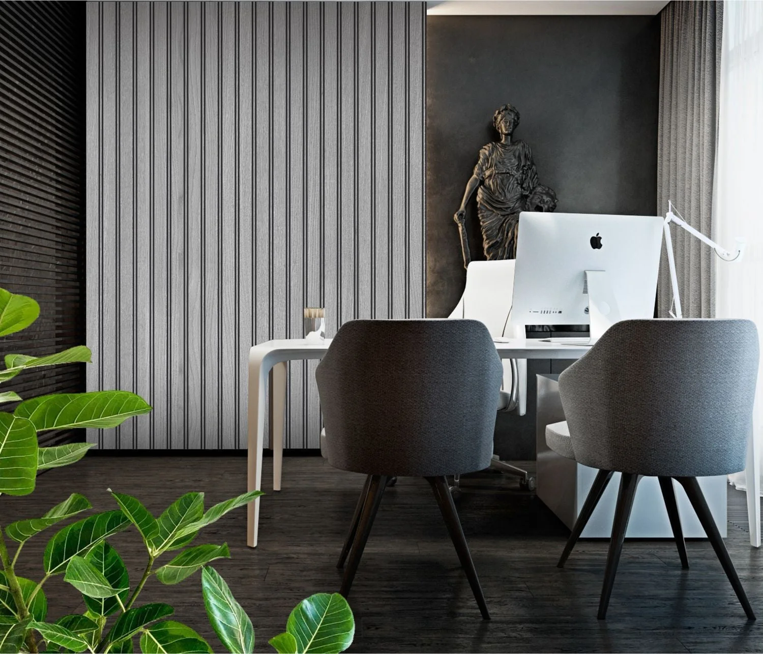 Wall Panel 64B - Grey - PVC - 240cm - (1 pack / 8pcs)
