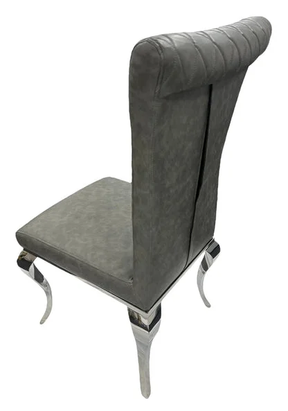 London PU Dark Grey Chair (Chrome Legs)