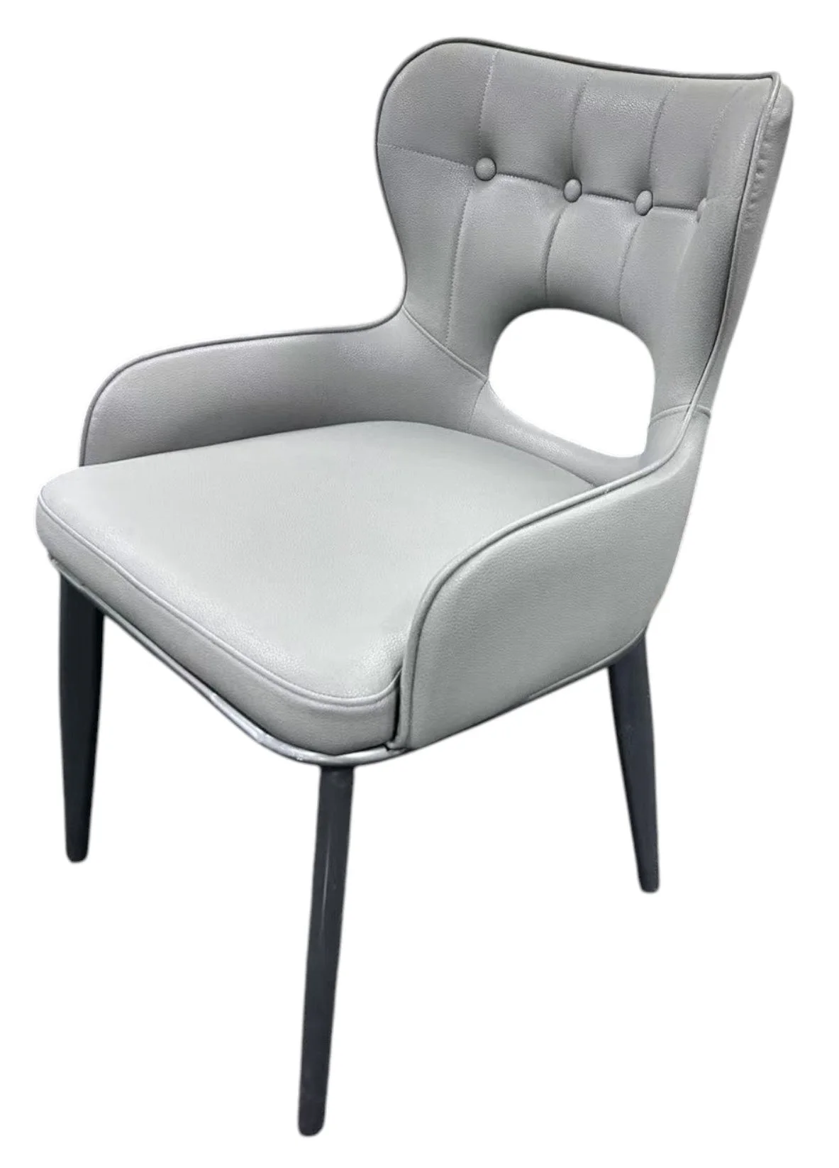 Marbella PU Light Grey Chair (Black Legs)