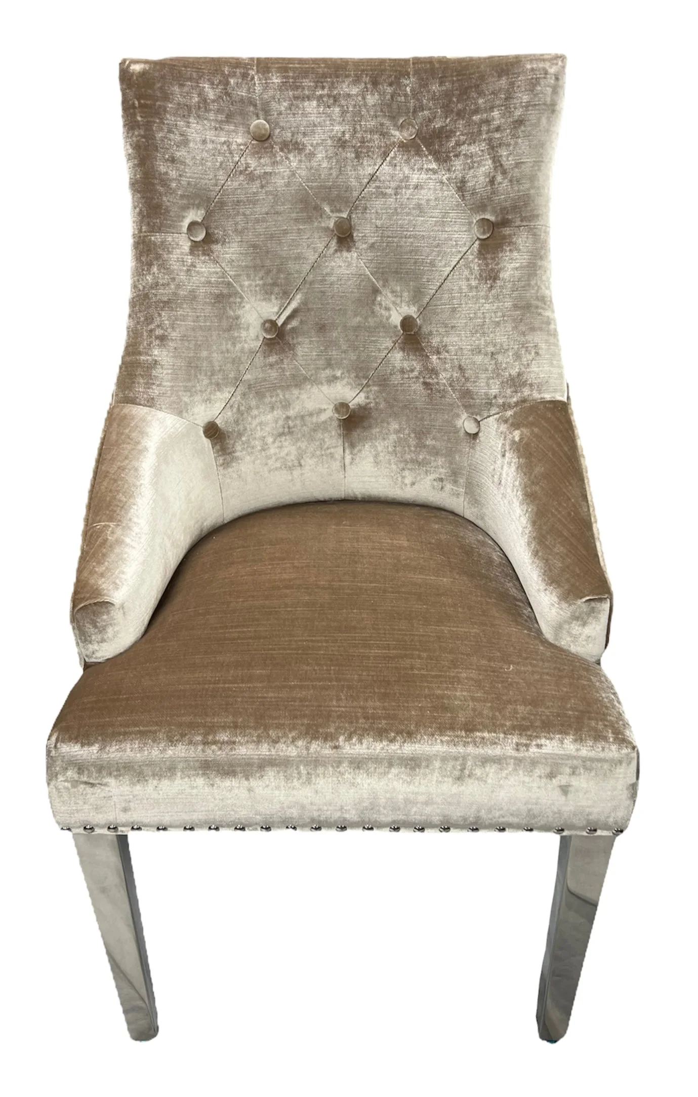 Roma Mink Chair (Lion Knocker/Chrome Legs)