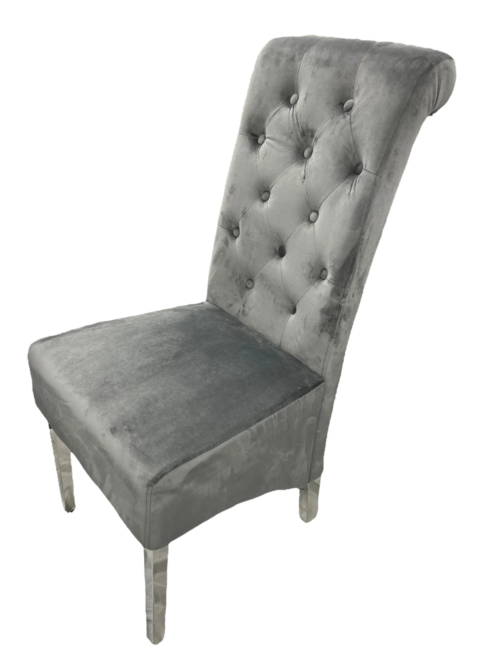 Lucy 01 Dark Grey Chair (Lion Knocker/Chrome Legs)