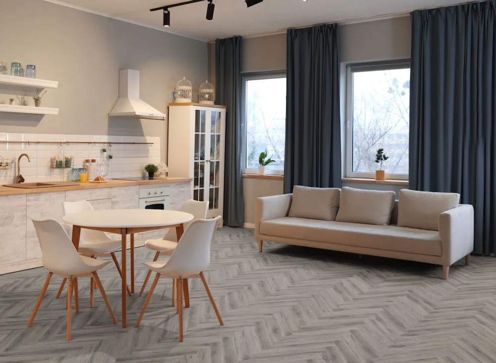 Lignum Core Rustic Grey Oak Herringbone LVT Dryback