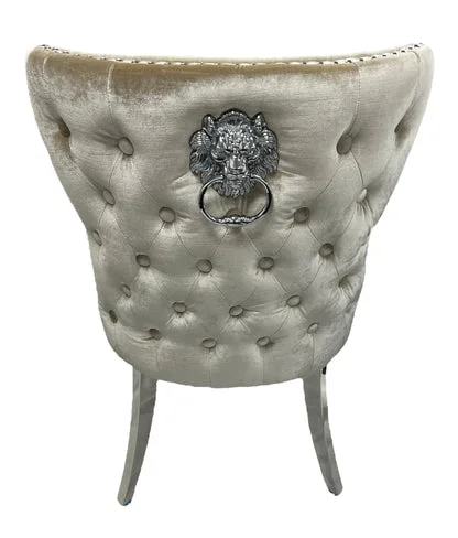 Lewis Mink Chair (Lion Knocker/Chrome Legs)
