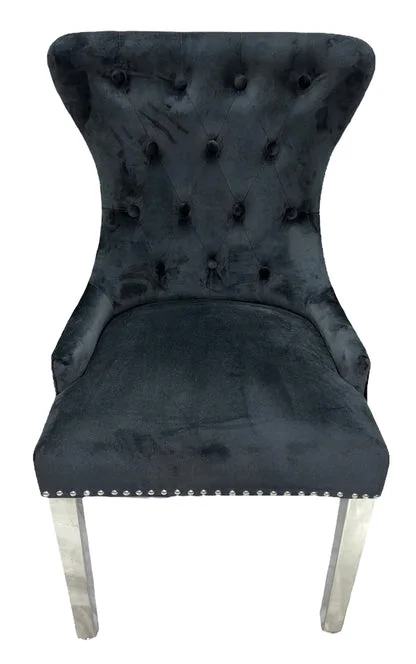 Chelsea Black Chair (Ring Knocker/Chrome Legs)