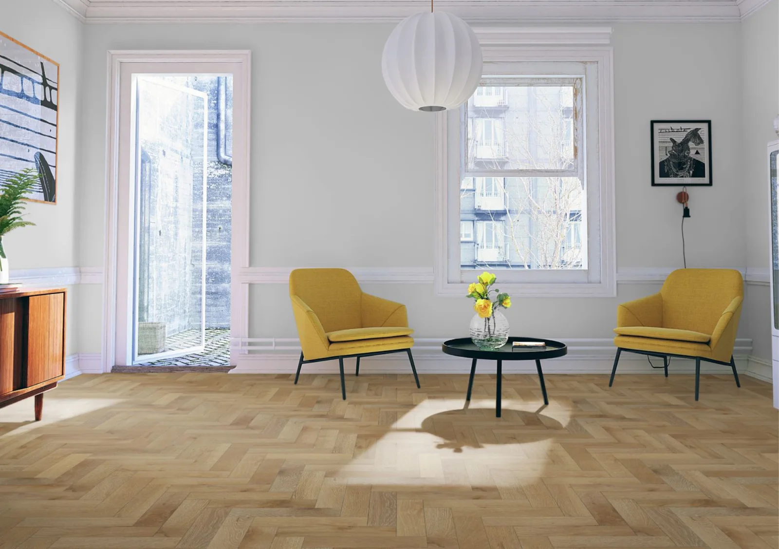 Lignum Strata Fifteen Orchid White Oak Herringbone 90