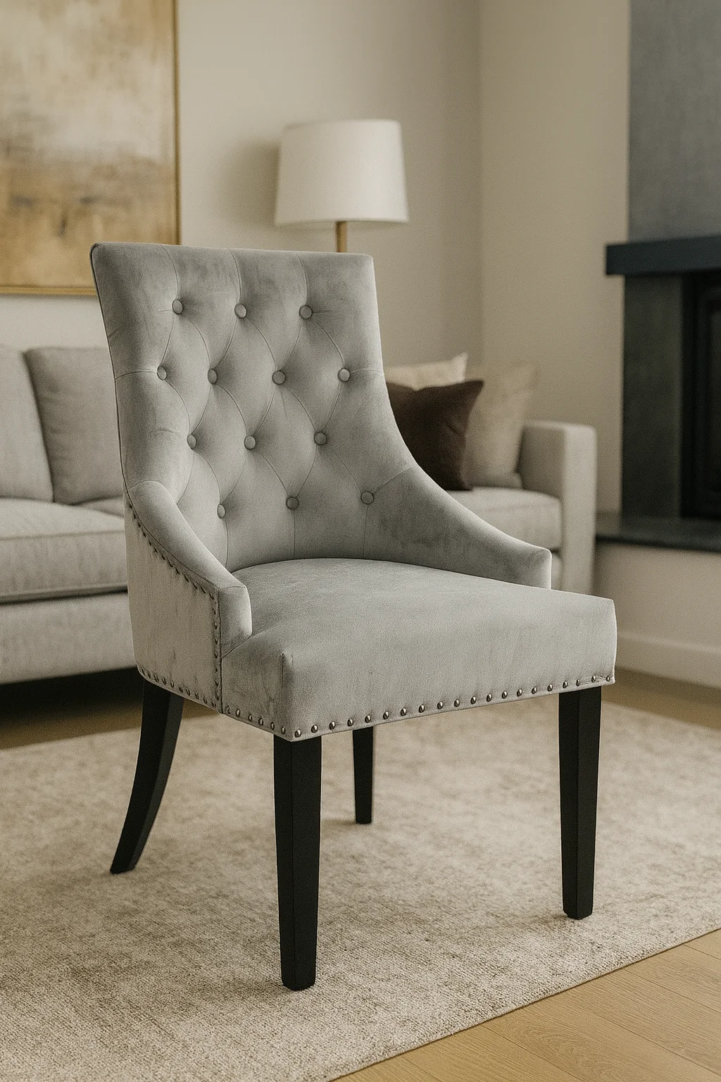 Cheshire Dark Grey Chair (Black Ring Knocker/Black Legs)