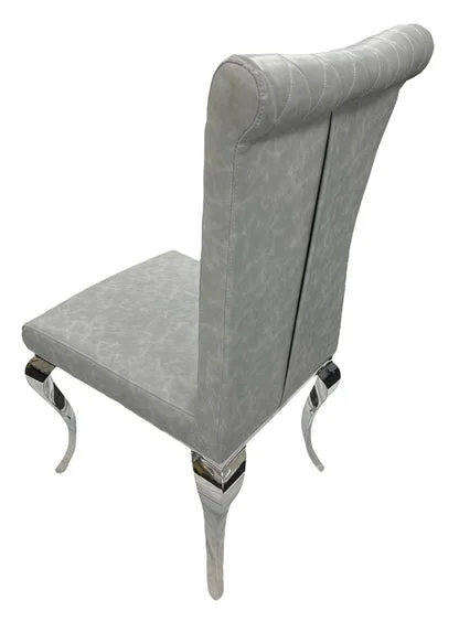 London PU Light Grey Chair (Chrome Legs)