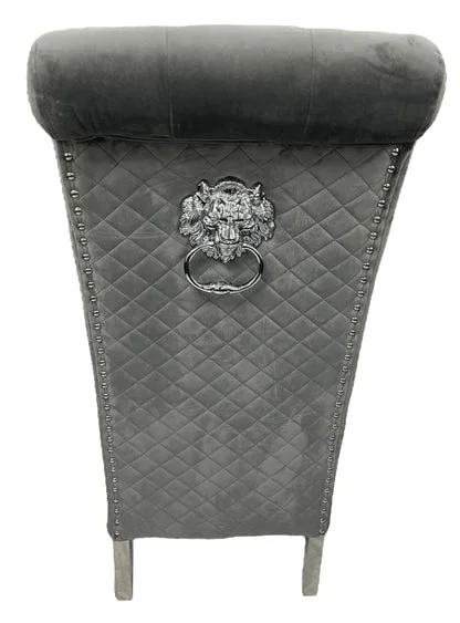 Lucy 01 Dark Grey Chair (Lion Knocker/Chrome Legs)