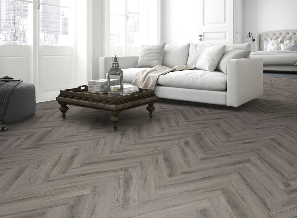 Lignum Core Rustic Grey Oak Herringbone LVT Dryback