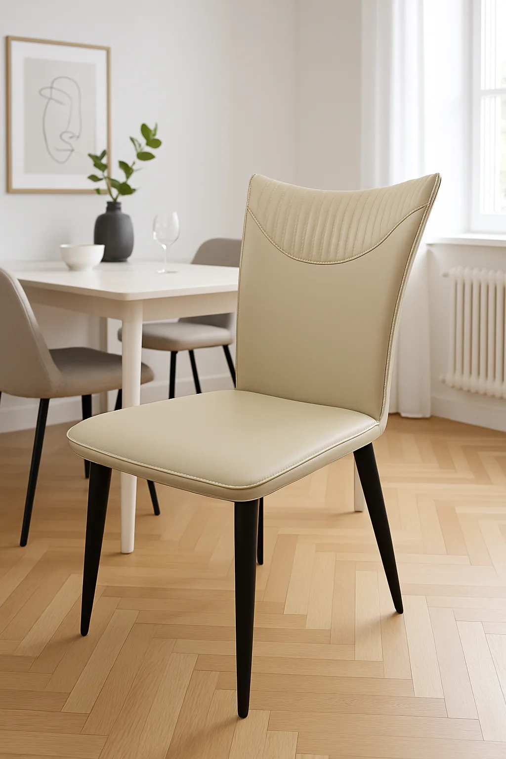 Venice 01 PU Light Grey Chair (Black Legs)