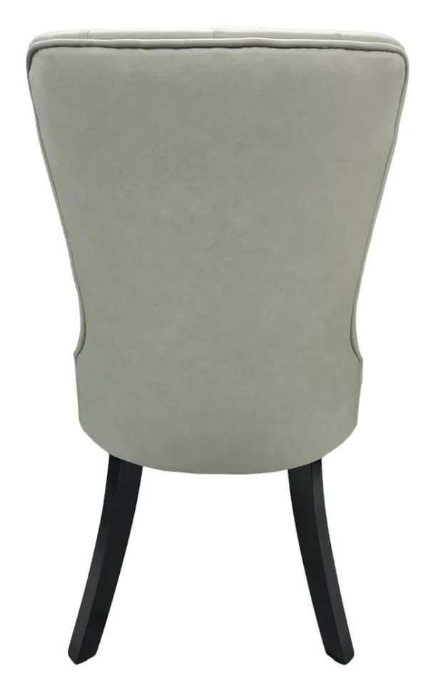 Bentley PU Grey Chair (Black Wooden Legs) - Image 2