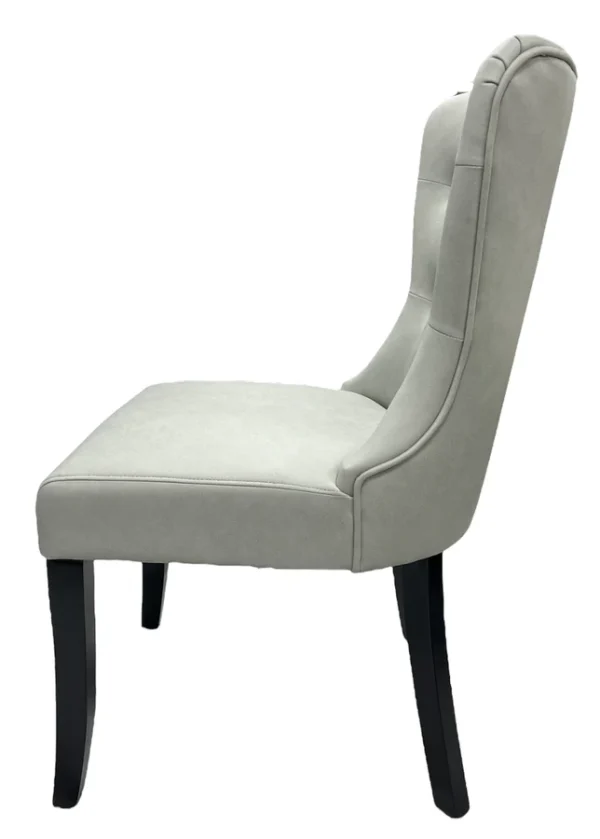 Bentley PU Grey Chair (Black Wooden Legs) - Image 3