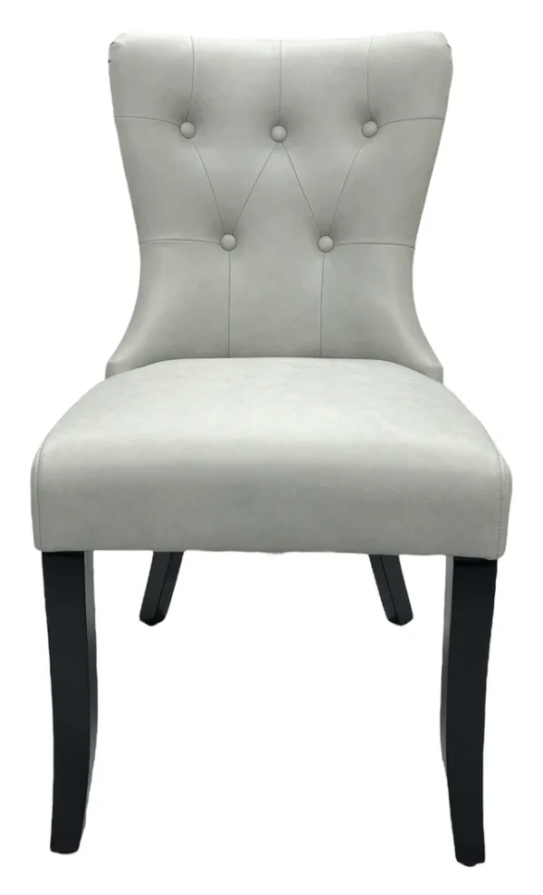Bentley PU Grey Chair (Black Wooden Legs) - Image 4