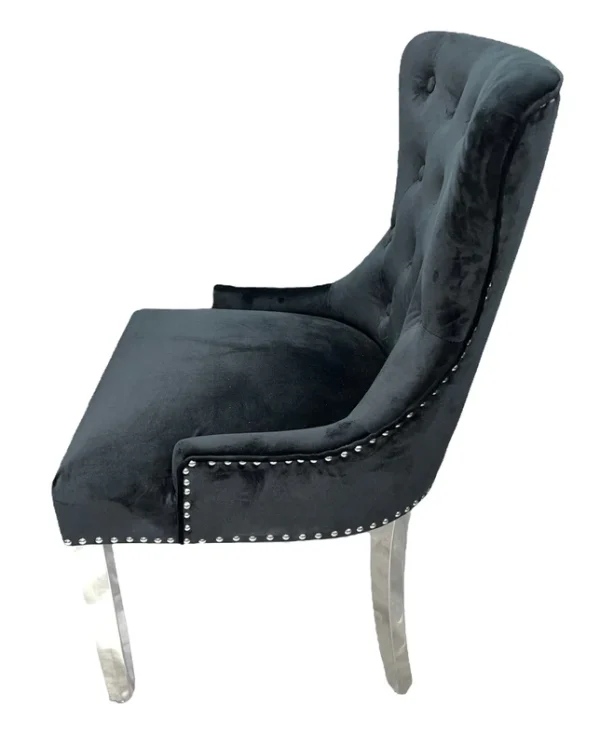 Chelsea Black Chair (Ring Knocker/Chrome Legs) - Image 3