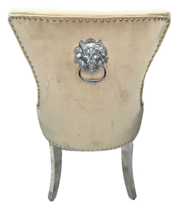 Chelsea 01 Cream Chair (Lion Knocker/Chrome Legs) - Image 3