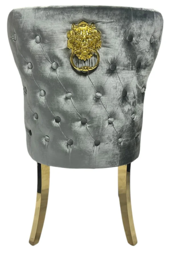 G-Lewis Light Grey Chair (Lion Knocker/Gold Legs) - Image 4