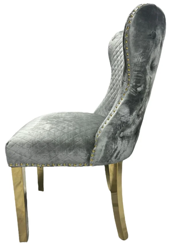 G-Lewis Light Grey Chair (Lion Knocker/Gold Legs) - Image 3