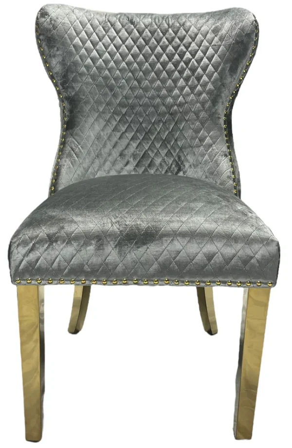 G-Lewis Light Grey Chair (Lion Knocker/Gold Legs) - Image 2