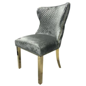 G-Lewis Light Grey Chair (Lion Knocker/Gold Legs)