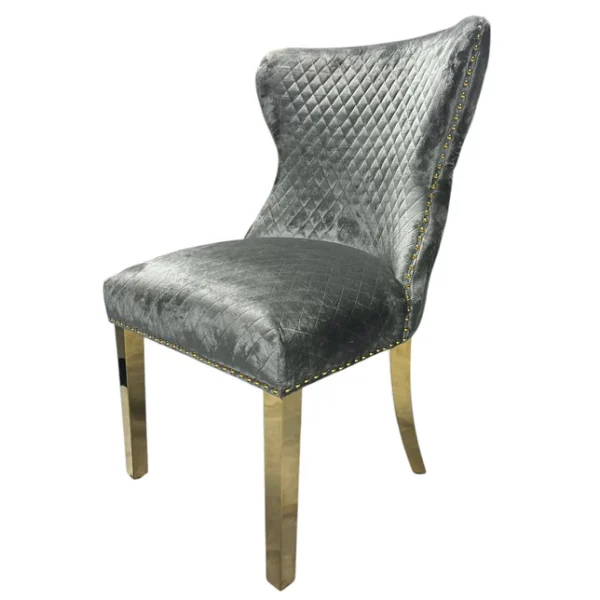 G-Lewis Light Grey Chair (Lion Knocker/Gold Legs)