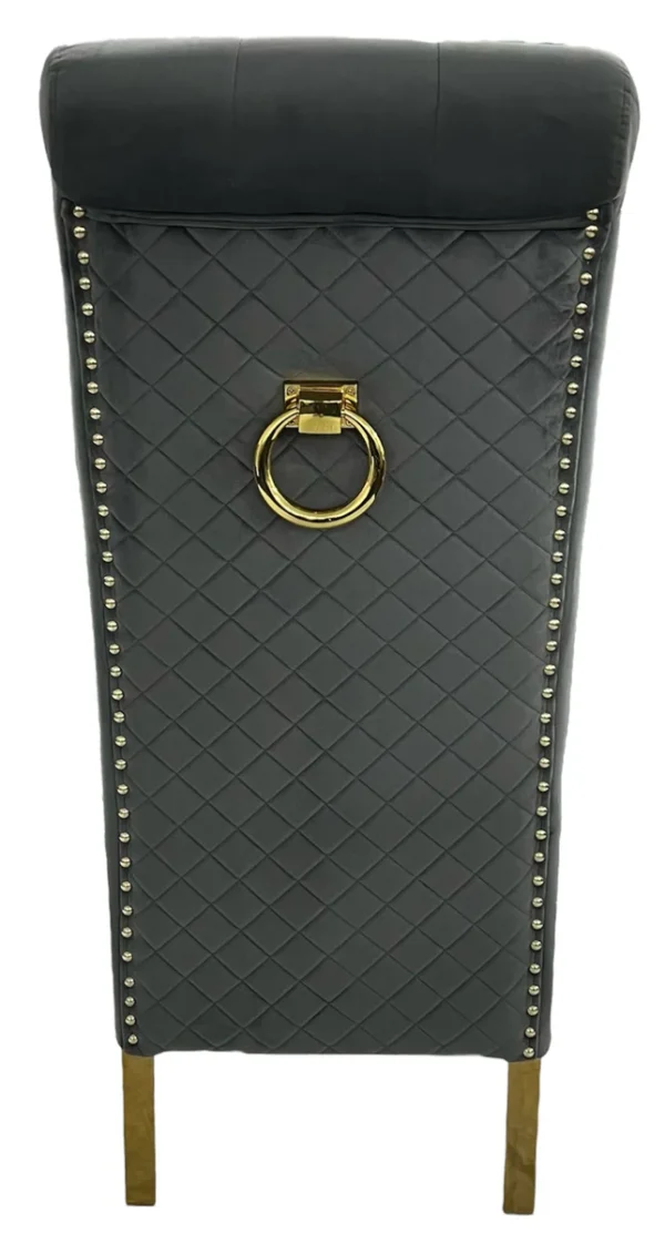 G-Lucy Dark Grey Chair (Ring Knocker/Gold Legs) - Image 4