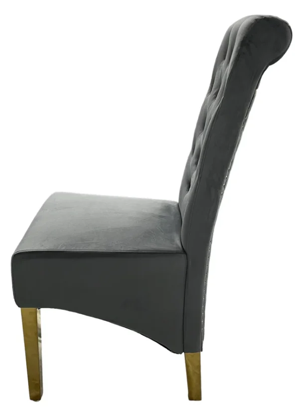 G-Lucy Dark Grey Chair (Ring Knocker/Gold Legs) - Image 3