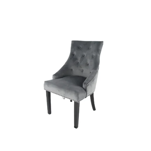 BK-Jessica Dark Grey Chair (Black Ring Knocker/Black Legs)