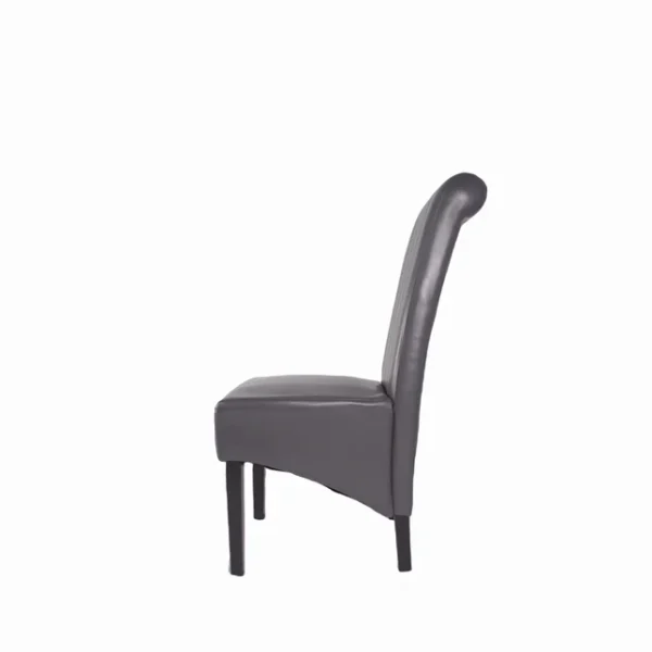 Lucy PU Dark Grey Chair (Black Wooden Legs) - Image 4
