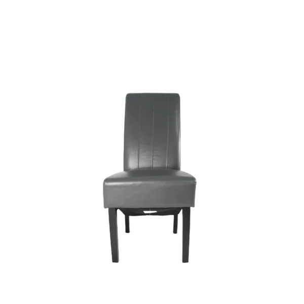 Lucy PU Dark Grey Chair (Black Wooden Legs) - Image 3