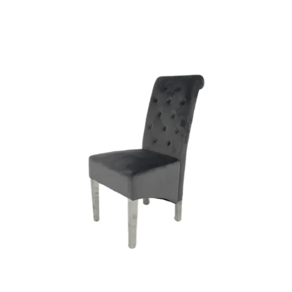 Lucy 01 Dark Grey Chair (Lion Knocker/Chrome Legs)
