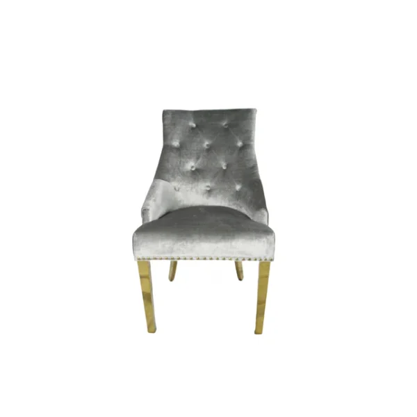 G-Roma Silver Grey Chair (Lion Knocker/Gold Legs) - Image 5