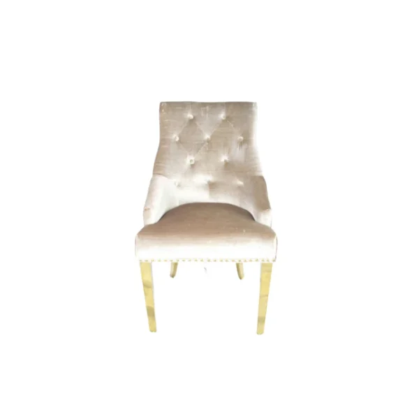 G-Roma Mink Chair (Lion Knocker/Gold Legs) - Image 4