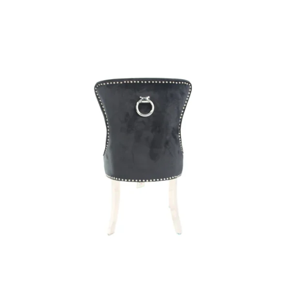 Chelsea Black Chair (Ring Knocker/Chrome Legs) - Image 4