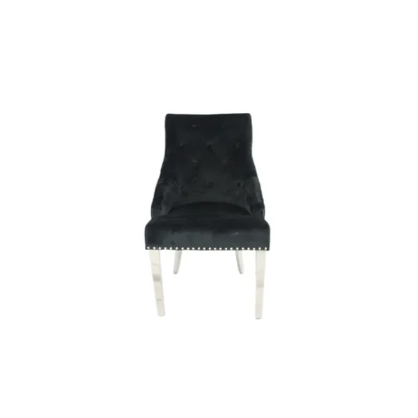 Roma Black Chair (Lion Knocker/Chrome Legs) - Image 4