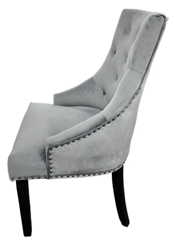 BK-Jessica Dark Grey Chair (Black Ring Knocker/Black Legs) - Image 2
