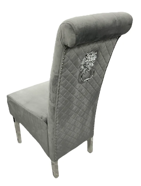 Lucy 01 Dark Grey Chair (Lion Knocker/Chrome Legs) - Image 4