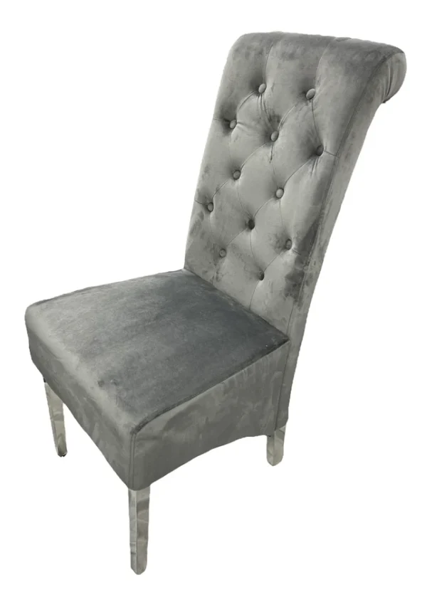 Lucy 01 Dark Grey Chair (Lion Knocker/Chrome Legs) - Image 3