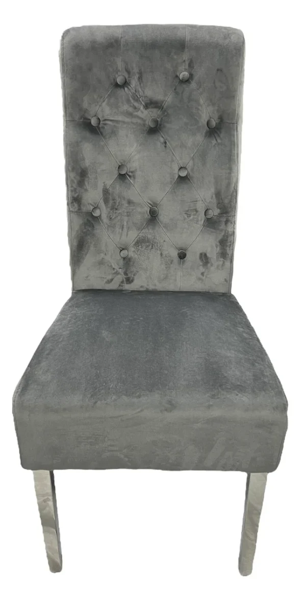 Lucy 01 Dark Grey Chair (Lion Knocker/Chrome Legs) - Image 2