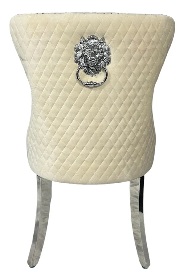 Mayfair Ivory Chair (Lion Knocker/Chrome Legs) - Image 2
