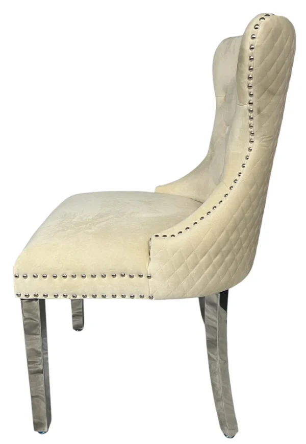 Mayfair Ivory Chair (Lion Knocker/Chrome Legs) - Image 4