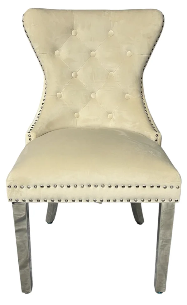 Mayfair Ivory Chair (Lion Knocker/Chrome Legs) - Image 3