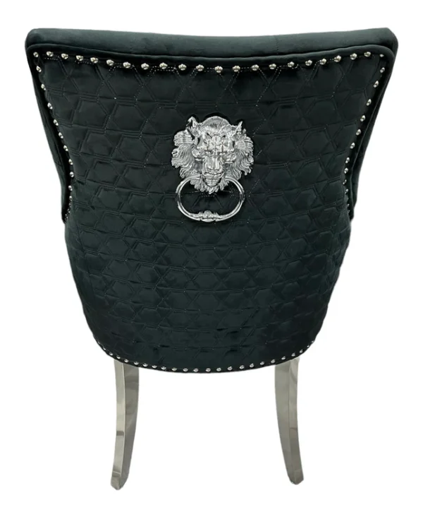 Roma Black Chair (Lion Knocker/Chrome Legs) - Image 3